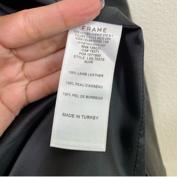 FRAME 100% Lamb Leather Trench Coat Black XS $2800 NWT - Picture 9 of 9